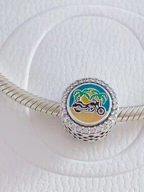 Pandora Daytona beach FL Charm motorcycle bead Charm S925 Sterling Silver